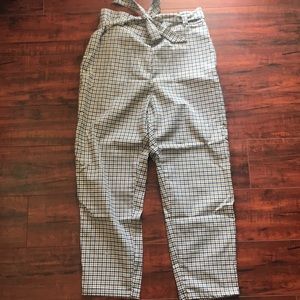 High waist paper bag pants